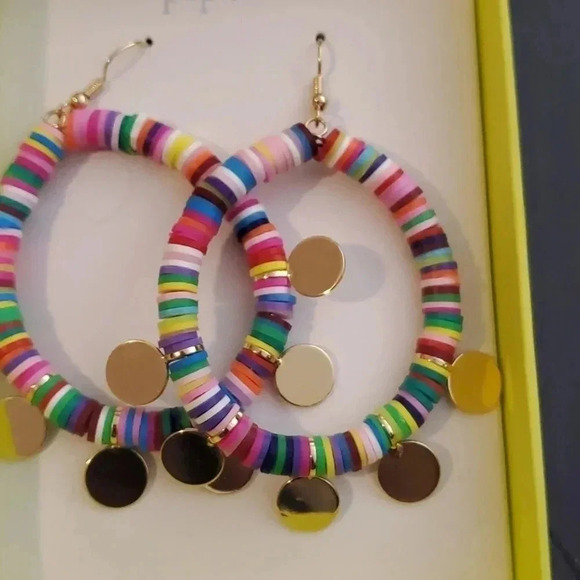 NIB PIPER K NEON MIX HOOP EARRINGS - Picture 2 of 3